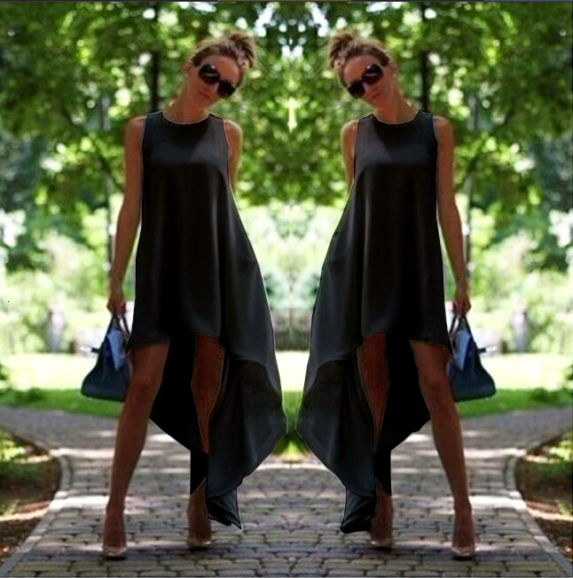 

Casual Dresses Summer Fashion Women Chiffon Sexy Sleeveless Black White Loose Long Beach es Vestidos -XL 81HB