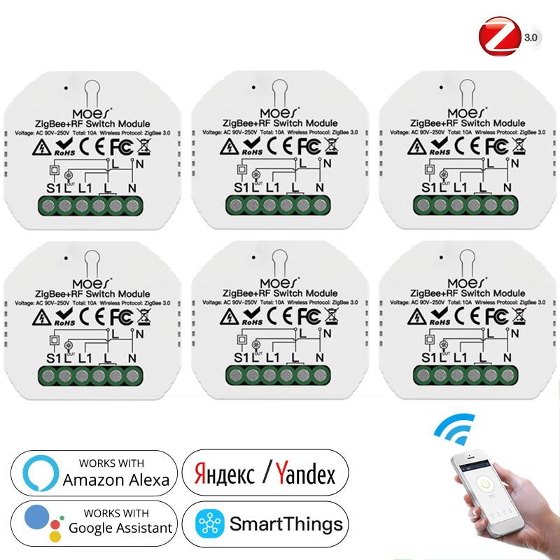 

Smart Home Control Tuya ZigBee 3.0 Light Switch 1 Gang ZIGBEE+RF On-off Relay Module Tuya/Smart Life APP Works With Alexa And Google