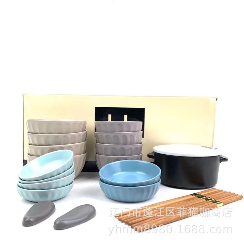 

UK NK Ku Japanese handmade ceramic tableware 24 pieces of new home occupation dishes, plates, chopsticks gifts
