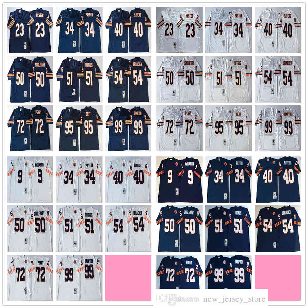 

NCAA Vintage 75th Retro College Football 34 Walter Payton Jersey 54 Brian Urlacher 51 Dick Butkus 72 Perry Hampton Dan Hampton Jerseys Blue White Stitched, As the picture