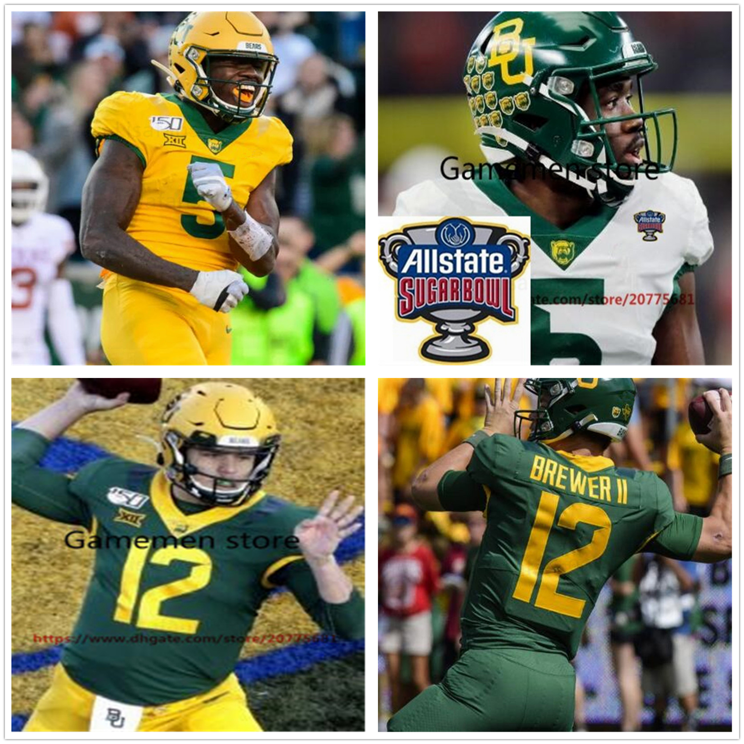 

Baylor Bears jersey college Football Sugar Bowl 150TTH 5 Jalen Hurd 1 Corey Coleman 28 Abram Smith White Green Yellow Jerseys mens women youth