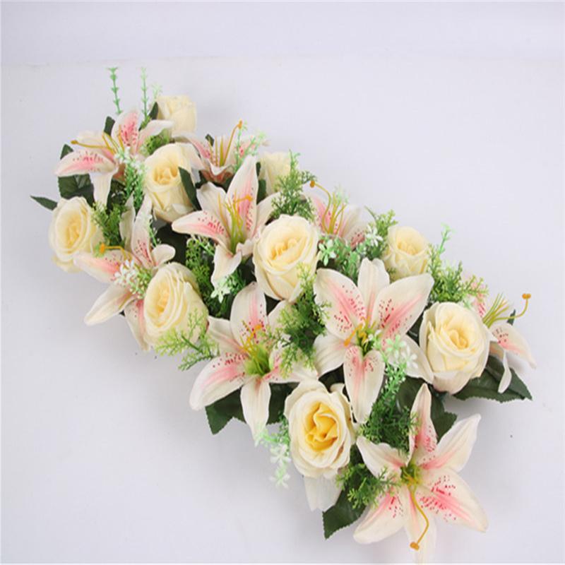 

Decorative Flowers & Wreaths 45 CM Silk Artificial Row Arch Flower For Wedding Road Lead Party Home Wall Decoration High-grade Fake Rose