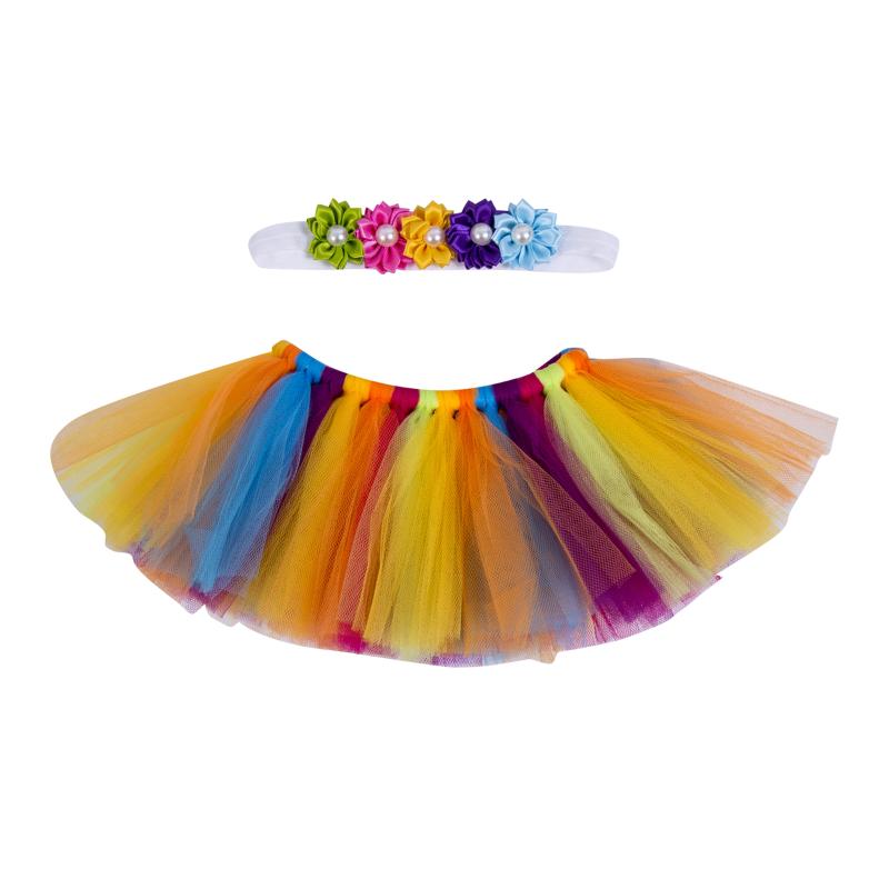

Skirts 0-3 Months 2Pcs Borns Poshoot Props Multicolor Yarn Short Skirt + Floral Hair Band Suit For Baby Girls Boys, Blue