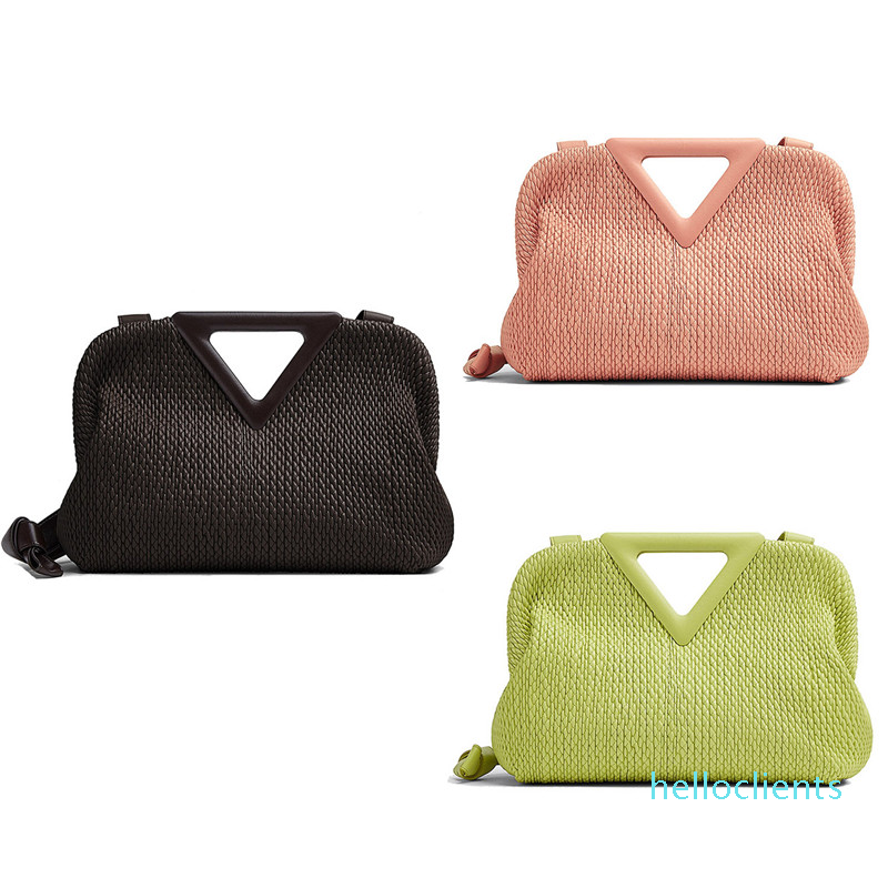 

2021 Inverted Triangle Evening Bag Head Leather Ins Same Clip Candy Cloud Bags Portable One Shoulder Slanting Handbags
