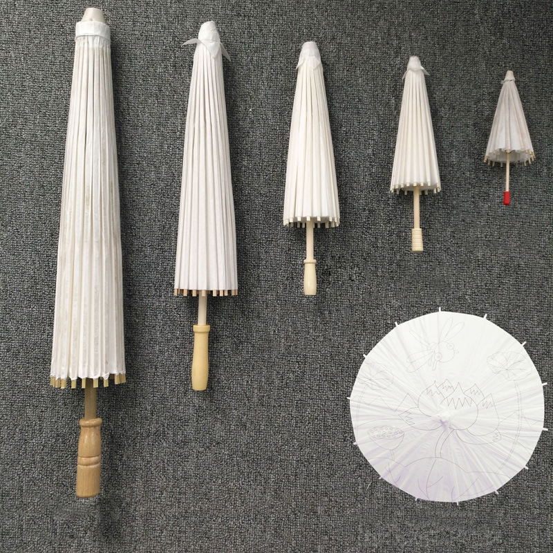 

White Paper Parasol Oriental Umbrella for Wedding 20 30 40 60cm Chinese Mini Craft Umbrella for Crafts Photo Props Wedding Party Bridal Decorations Photography