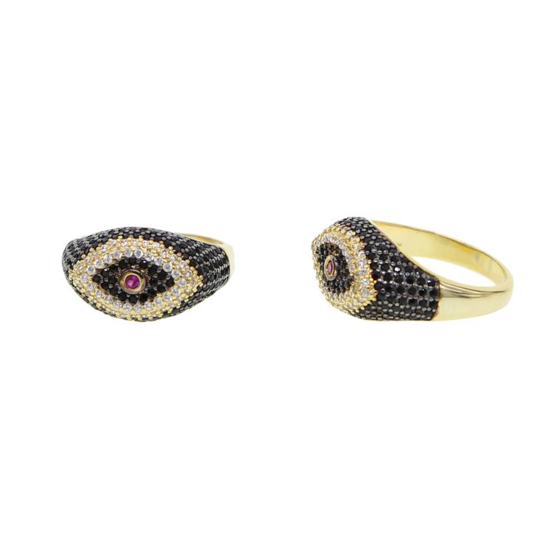 

Cluster Rings US Size 6 7 8 9 Two Tone Gold Micro Pave Cubic Zirconia Bohemia Boho Fashion Lucky Evil Eye Engagement Ring, Golden;silver