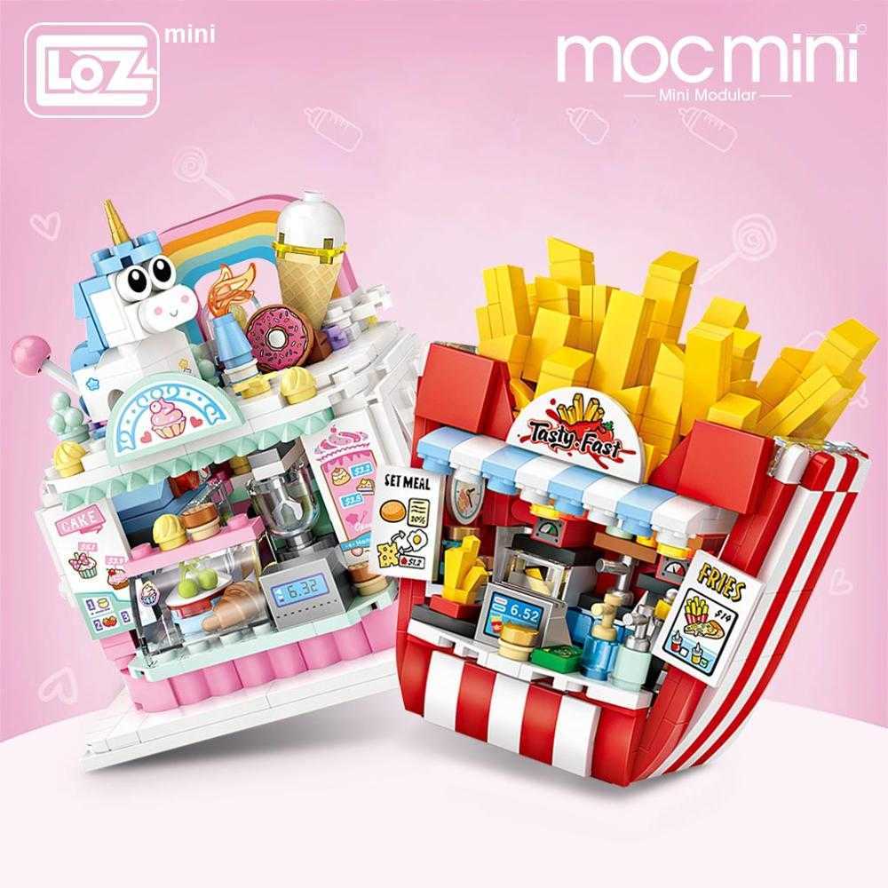 

LOZ Mini Cake Shop French Fries Shop Blocks Building Toys Plastic Assembly Blocks Children Toy DIY Architecture Scenes Model Y0816