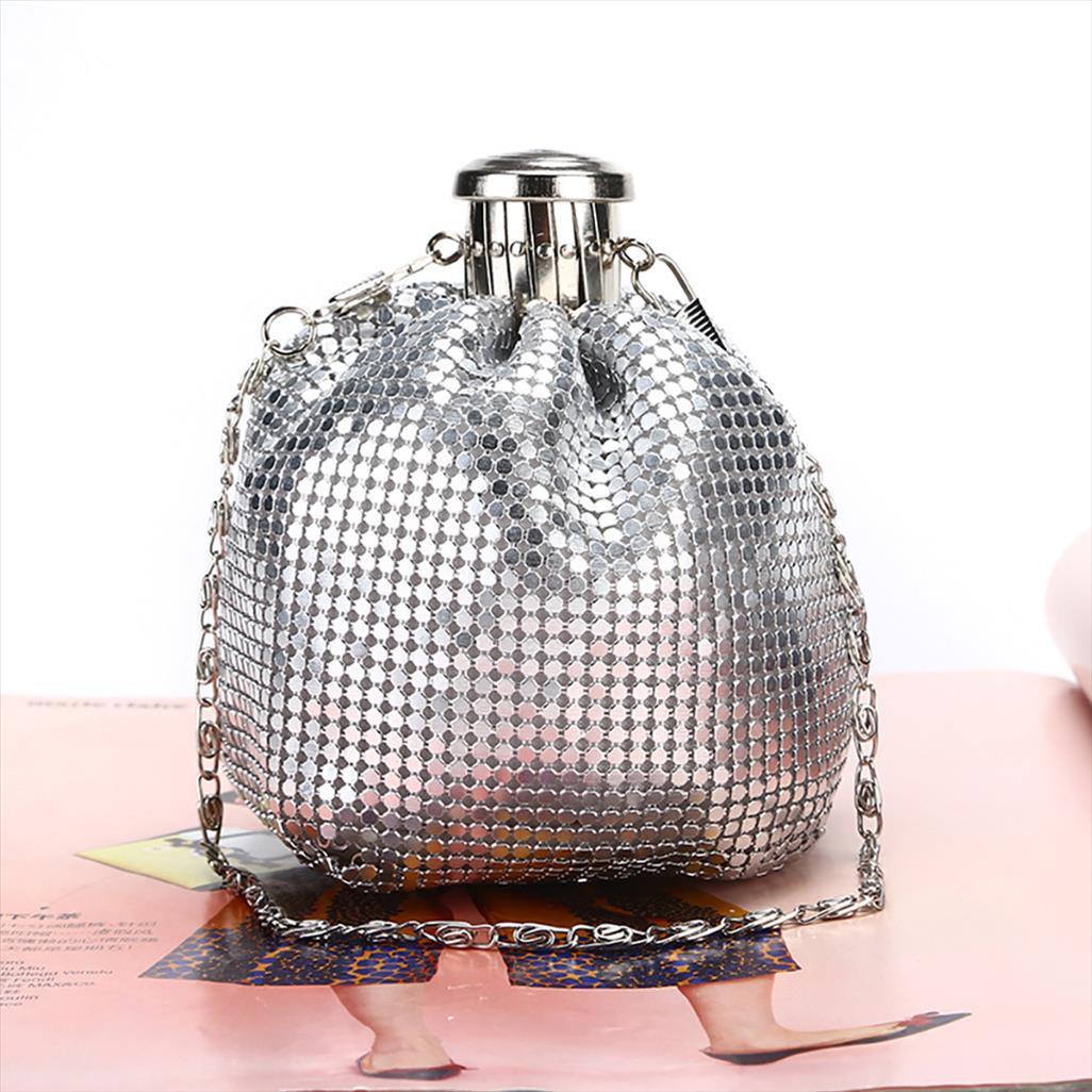 

women net red explosion model handmade mini hip flask bags clutch shoulder aluminum lady cute wine bottle purse ju5