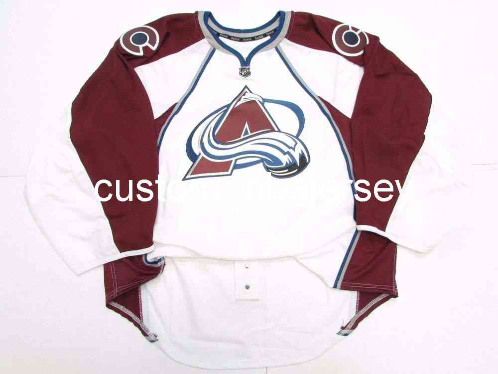 

Embroidery COLORADO AVALANCHE NEW AWAY JERSEY GOALIE CUT 60 Custom Men's Hockey Jersey add any name number