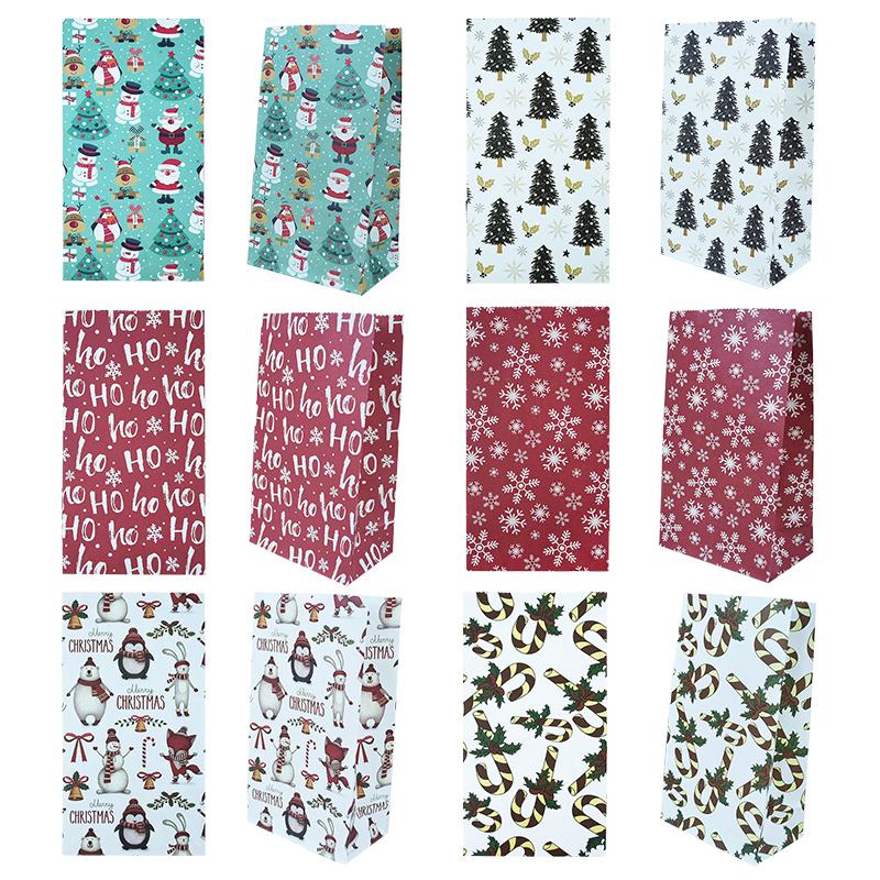

Gift Wrap 5/10pcs 23cm Kraft Paper Candy Cookie Bags Kitchen Baking Christmas Cartoon Pattern Santa Snowflake Wrapping