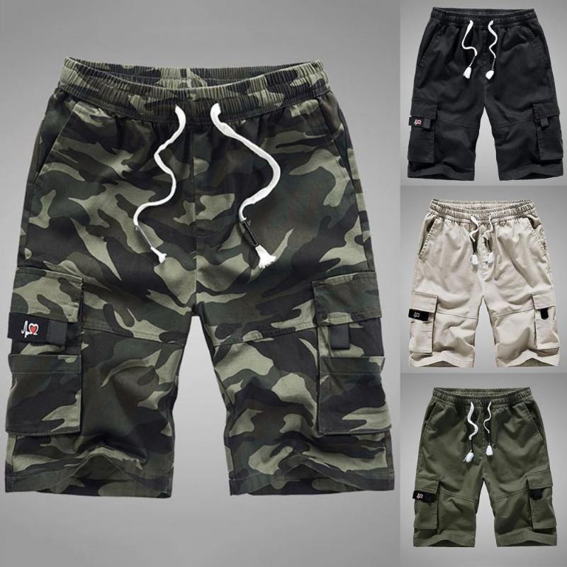 

Men's Shorts Summer Men Cargo Camouflage Heart Embroidery Multi Pockets Drawstring Fashion Casual Hiking Loose, White;black