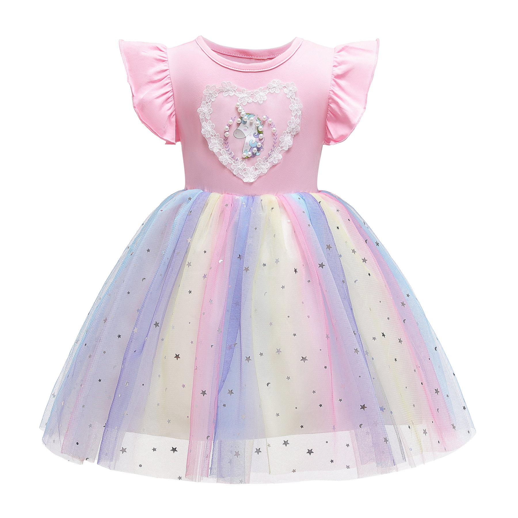 New Arrival Girl Dress for Kids Clothes Birthday Party Dresses Princess SHort Sleeve Stripe Dress Wedding Gown Children Clothing 3-10 Years Summe-image-760872410