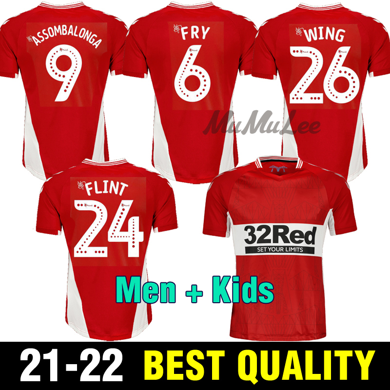 

21 22 MIDDLESBROUGH Soccer jersey 2021 Ashley Michael Fletcher 11 FLINT 24 WING 26 ASSOMBALONGA 9 home away football shirts, Black;yellow