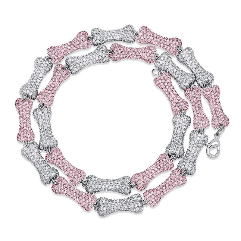 

Chains 9mm Hip Hop Cubic Zirconia Necklace Iced Out Bling Zircon Bone Chain For Men Women Rapper Jewelry Gifts, Silver