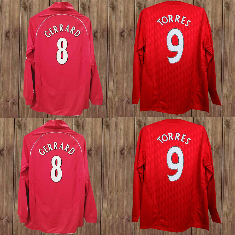 

1993 1995 04 05 DALGLISH HESKEY Long sleeve Retro Soccer Jerseys 85 86 08 09 2010 FOWLER GERRARD TORRES KUYT Home Away Football Shirt Suarez McManaman Uniforms, Purple