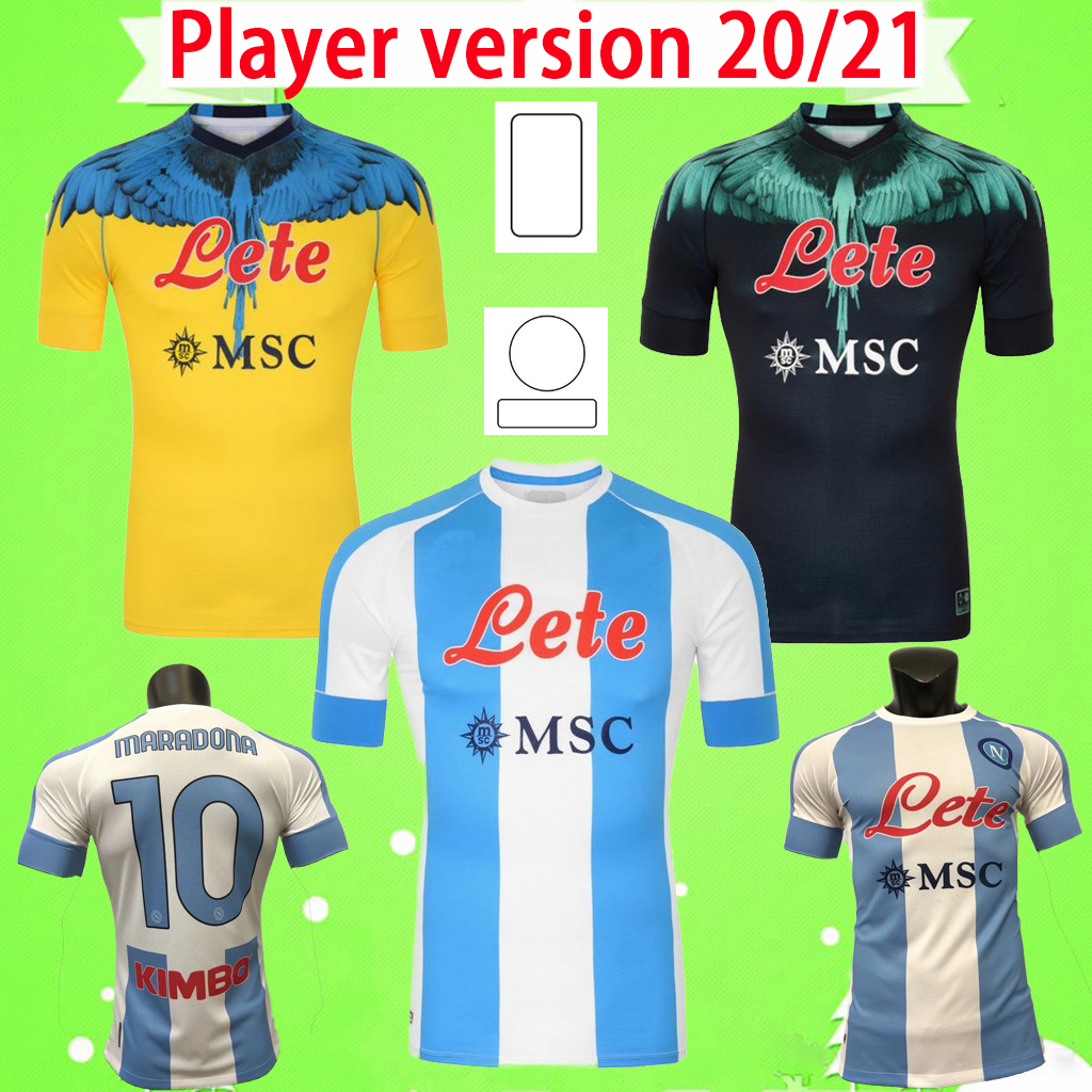 

Player version 2020 2021 Napoli Soccer Jerseys Home Away fourth Naples Football Shirt goalkeeper 20 21 MERET MANOLAS INSIGNE LOZANO CALLEJÓN MILIK Mens #10 Maradona, With patches