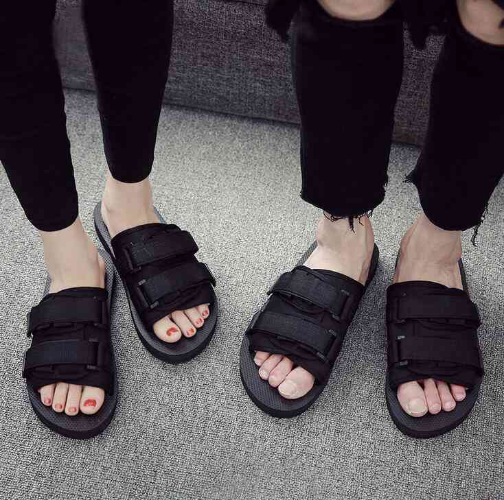

Slippers summer Black men's and women's flat sals slippers fashion casual beach flip boy girl size 35-46 QBR8