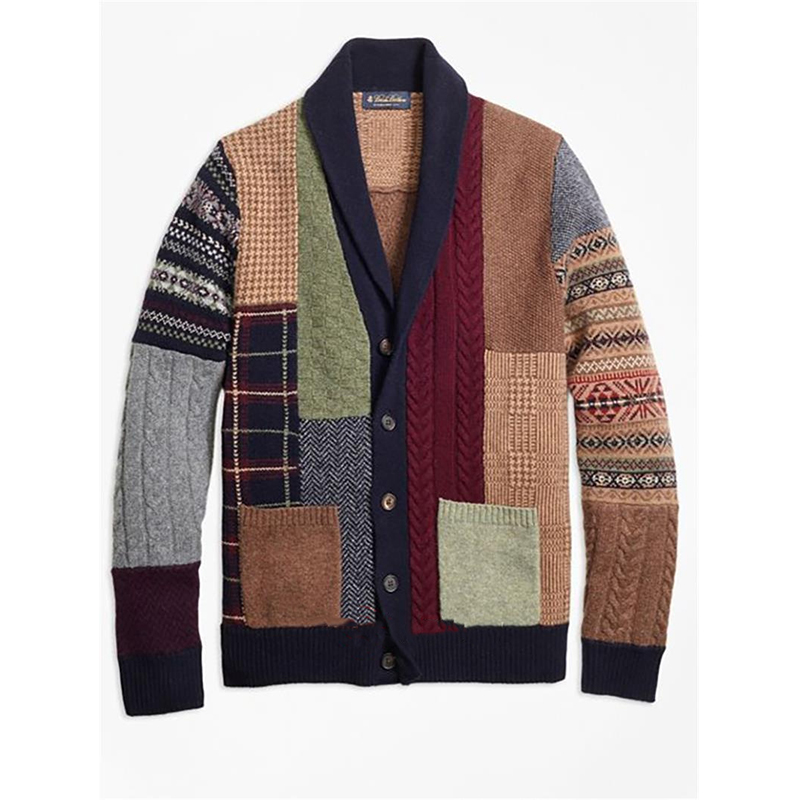 

Men's Cardigan Sweater Button Color Block Stylish Long Sleeve Loose Sweater Cardigans Shirt Collar Fall Black, White;black