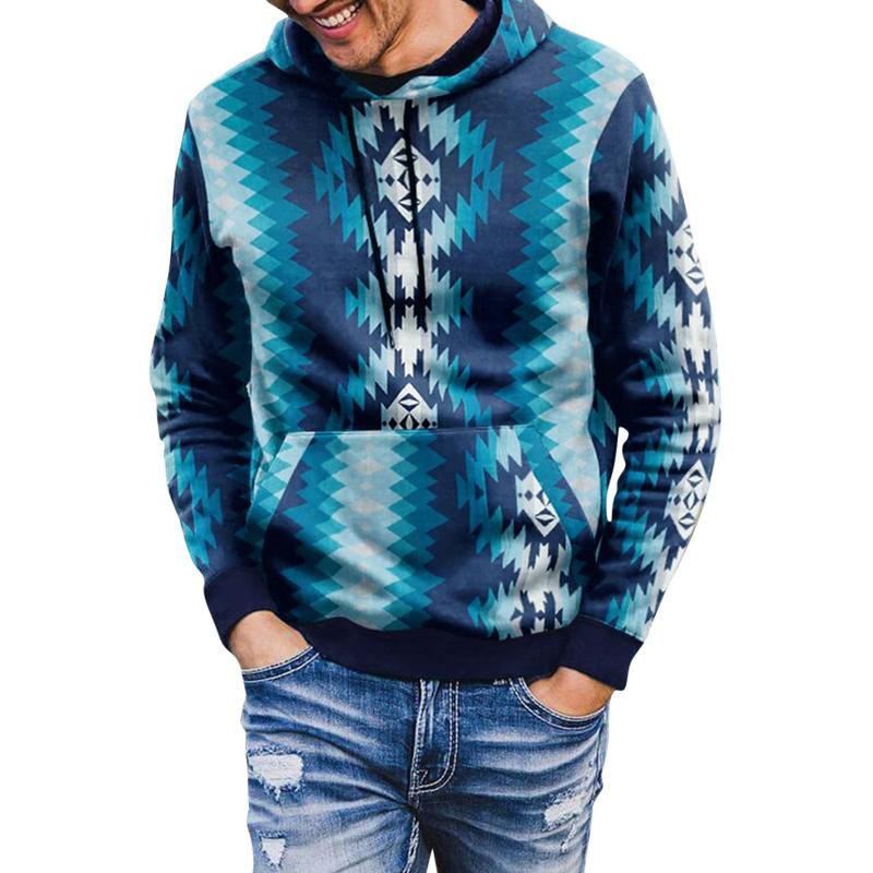 

Men's Hoodies & Sweatshirts Sleeve Geometric Long With Hooded Tops Blouse Casual Print Pullover Men, Black