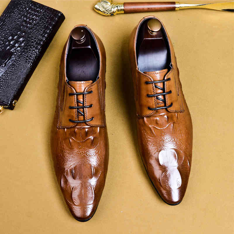 

Dress Shoes Fenkang men's legitimate leather shoes, male formal oxford style, black, VK6W, 1# shoe box