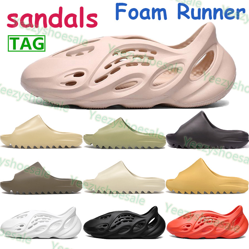 

2021 sandals men women slide bone white total orange resin earth brown soot core foam runner beach slippers mens sneakers US 5-11, 05. bone white
