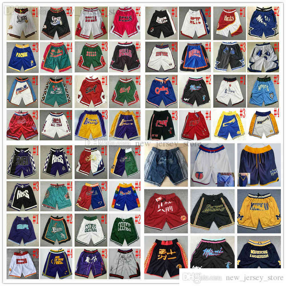 

Team Stitched JUST DON Basketball Pocket Retro Shorts Top Quality JustDon Hip Pop Pant With Pockets Zipper Sweatpants Baseball Short Digital Print Man, Black