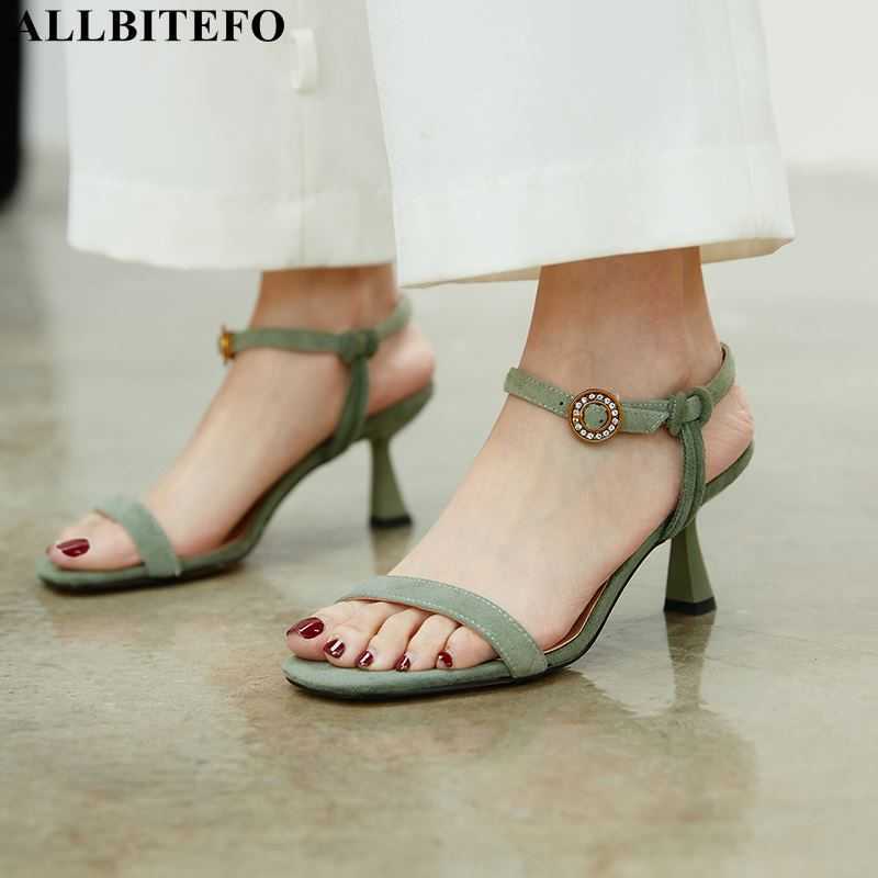 

ALLBITEFO summer fashion sandals sheepskin genuine leather women beach shoes sandals peep toe sandals des sandales 210611, As picture