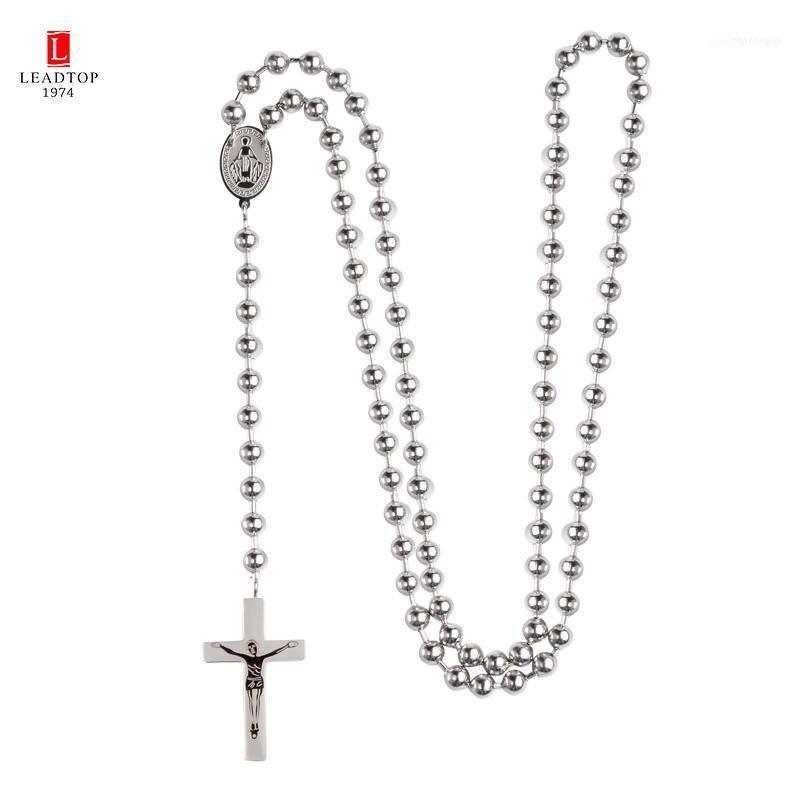 

Communion Rosary Long Catholic Necklace With Crucifixes Stainless Steel 6mm Prayer Beads Religious Jewelry1