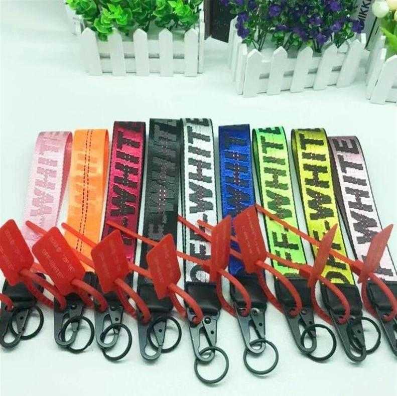 

Off Brands Canvas Mobile Phone Key Chain European and American Tide Brand Jeans with Wrist Camera Pendant White Belt 3.5*25cm8 Gpds