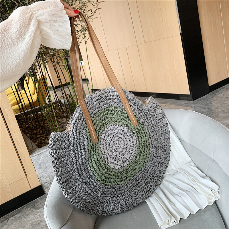 

Factory outlet women handbag hand-woven summer beach bag large capacity simple circular fashion shoulder bags summers straw beachs handbags