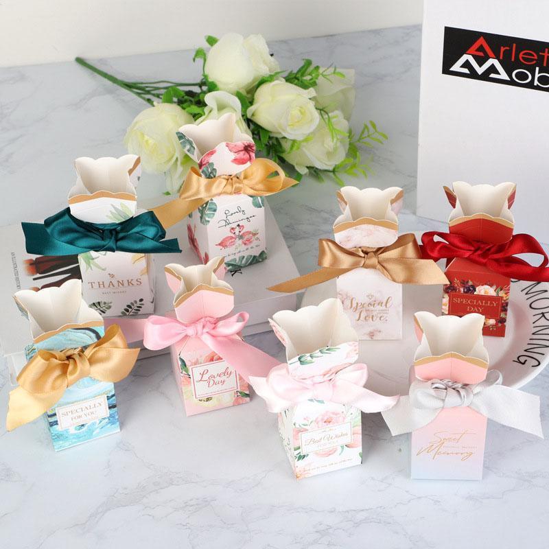 

Gift Wrap 5PC Packaging Box Party Present Flower Boxes Wedding Favor For Candy Cake Boite Dragees Bonbonniere BabyShower Sweet