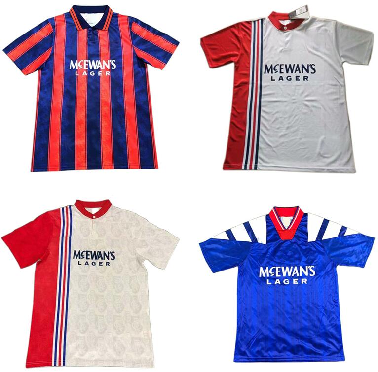 

02 84 87 92 93 94 95 96 90 97 99 Glasgow Rangers Retro soccer jerseys GASCOIGNE LAUDRUP Soccer Shirts MCCOIST football Uniforms, 02-03 home