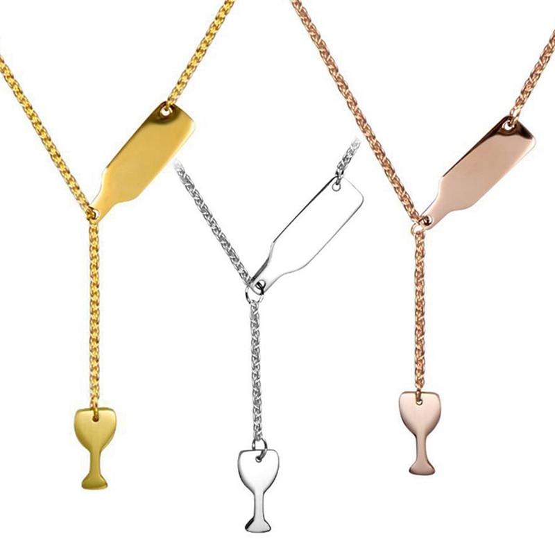 

Pendant Necklaces 2021 Trend Fashion Necklace Wine Glass Cup Chain Neck Accessories Decor For Women Girls