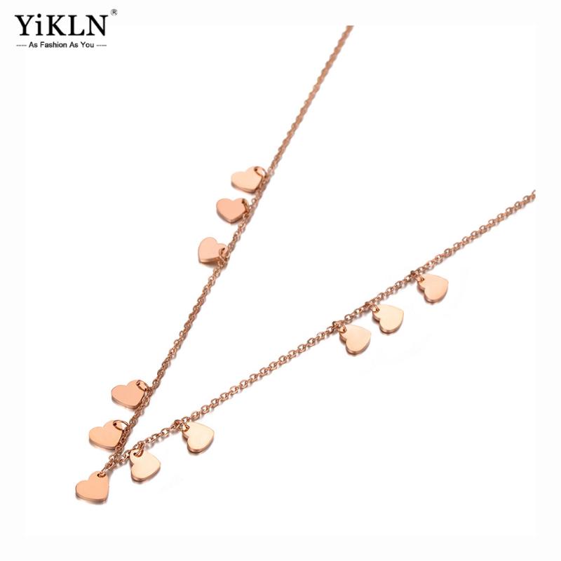 

Chokers YiKLN Trendy Bohemia Stainless Steel Love Heart Charm Choker Necklace Office/Career Link Chain For Women YN20081