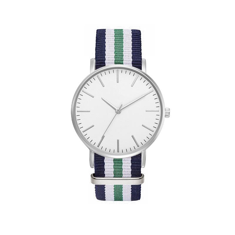 

Wristwatches Men's Wristwatch Clock Geneva Simple Wrist Watch Sport Ultra-thin White Green Blue Striped Canvas Strap Quartz, Rose gold white