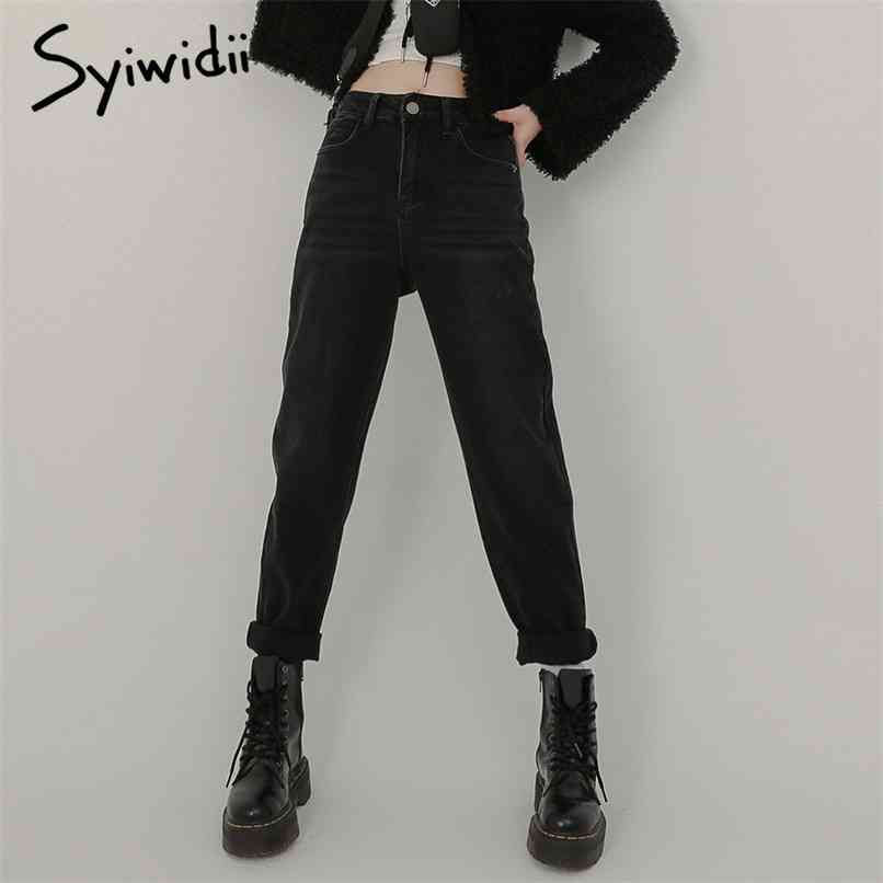 

Black High Waisted Mom Jeans for Women Denim Pants Harem Blue Gray Vintage Streetwear Fashion Spring Casual 210607