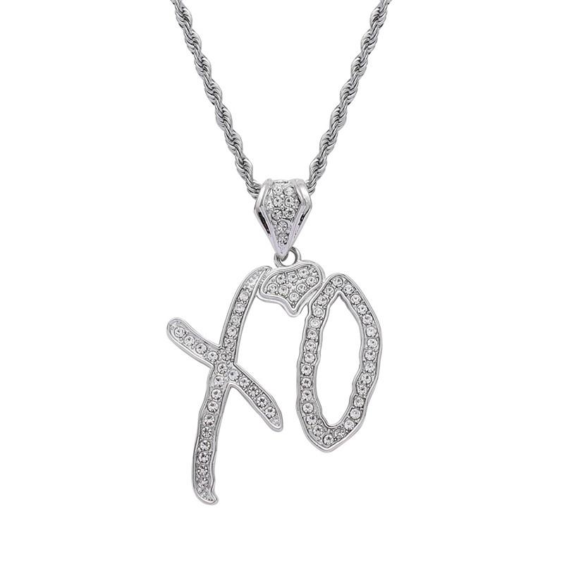 

Pendant Necklaces 2021 Hip Hop Necklace Cubic Zircon Lettered XO With Stainless Steel Long Chain For Women Men Jewelry