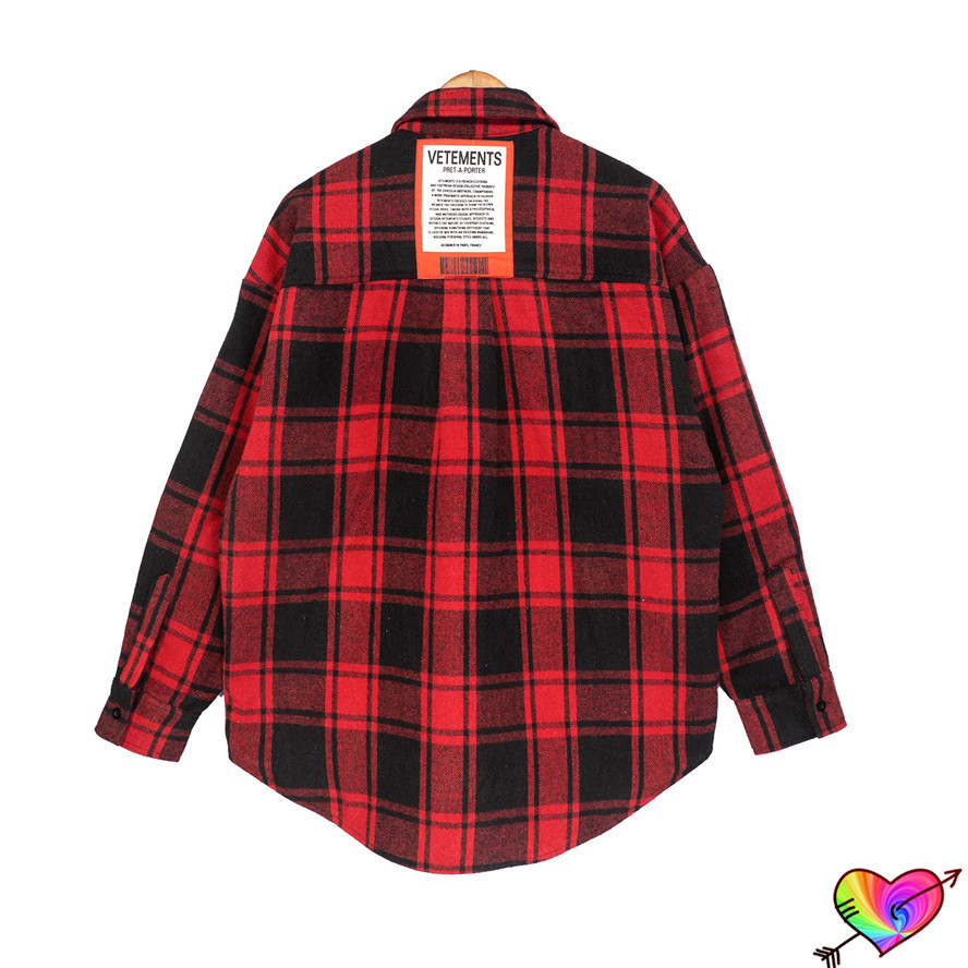 

Red Patch Jacket 2021 Men Women High Quality Plaid Inside Cotton Coats Oversize Outerwear