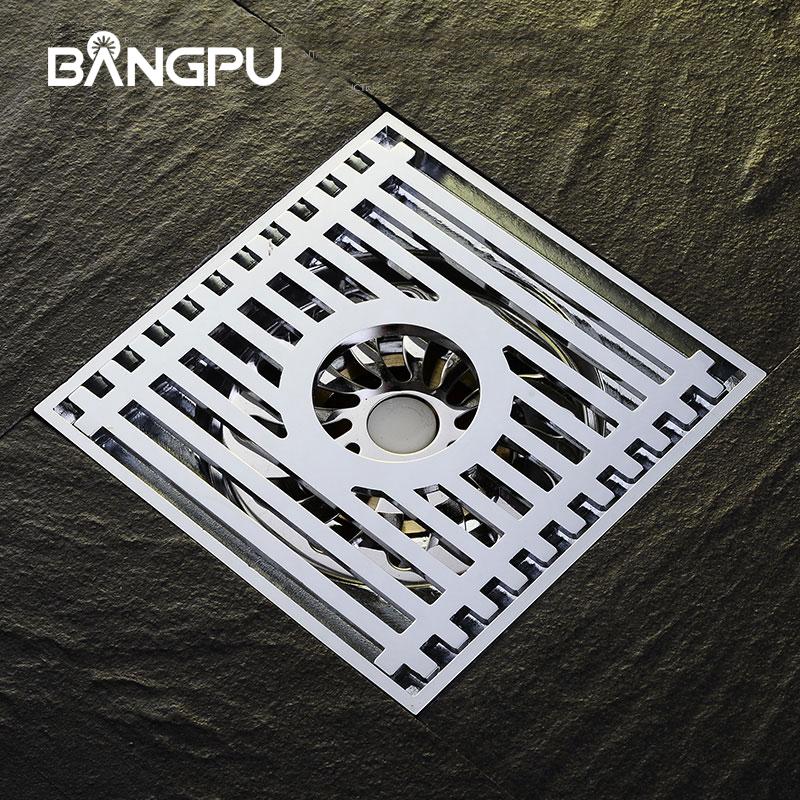 

Other Bath & Toilet Supplies BANGPU 4 Inch Square Floor Drain Solid Brass Bathroom Deodorization Type Shower Chrome