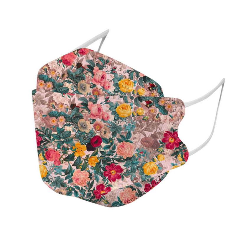

4 Layers 95%Filtration Efficiency 3D Fish Mouth Disposable Mask Flower Print Dustproof Prevention of Influenza Mouth Masks Designer Adult Pr