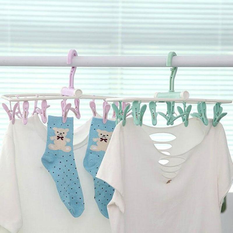 

Clothing & Wardrobe Storage Household Organizer Rack Hangers For Clothes Home Accessories Foldable Windproof Underwear Socks Drying