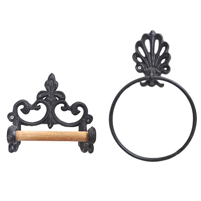 

Towel Racks Retro Wrought Iron Tissue Holder Rack Shelf Vintage Toilet Paper Kitchen Bathroom Accessories
