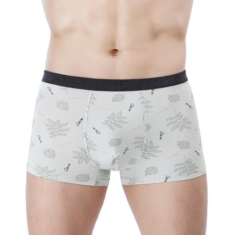 

Underpants Ice Silk Hollow Mesh Breathable U Convex Men Underwear Qual High Elastic No Trace Printing Soft Comfortable Male Boxer Brief B45, Black;white