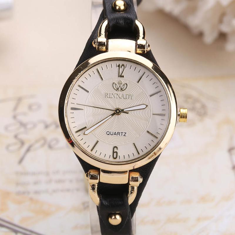 

Women Casual Watches Round Dial Rivet PU Leather Strap Wristwatch Ladies Analog Quartz Watch Gift NYZ Shop Wristwatches, White