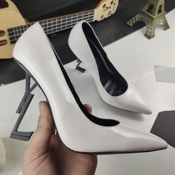 

Bridal Letters Shoes Patent Leathe High Heels Women Designer Fashion Wedding Pointed Toe Sequined Sweet Party Pump With box, 10