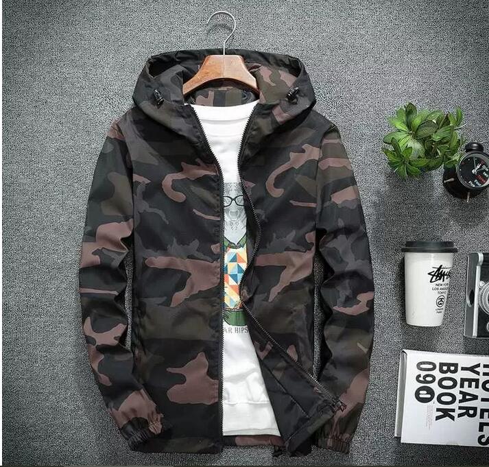 

Men's Jackets Mens Spring Men Casual Windbreaker Camouflage Hooded Coats Fashion Slim Hip Hop Bomber Clothing 5XL, Army green