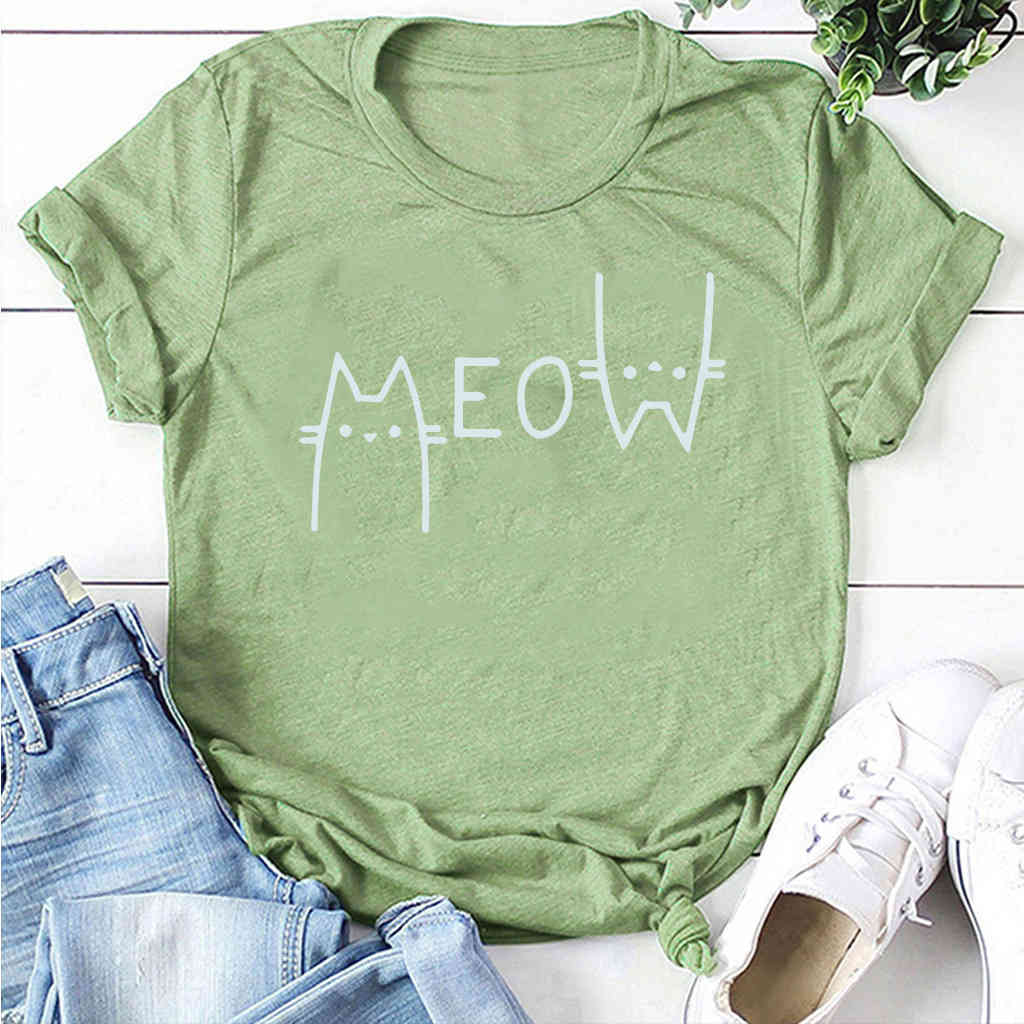 

loose large women's t-shirt frh and sweet two cat art prints, White