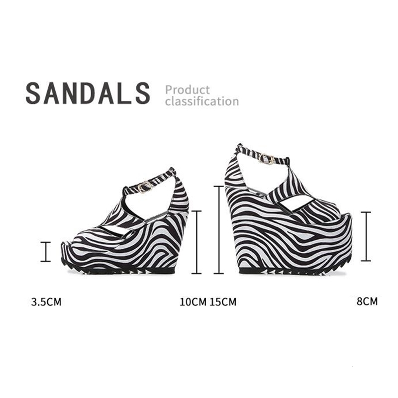 

b376 10cm/15cm super high Sandals heels wedge elegant platform shoes woman sexy sandals lady zebra AHU7, 1# shoe box