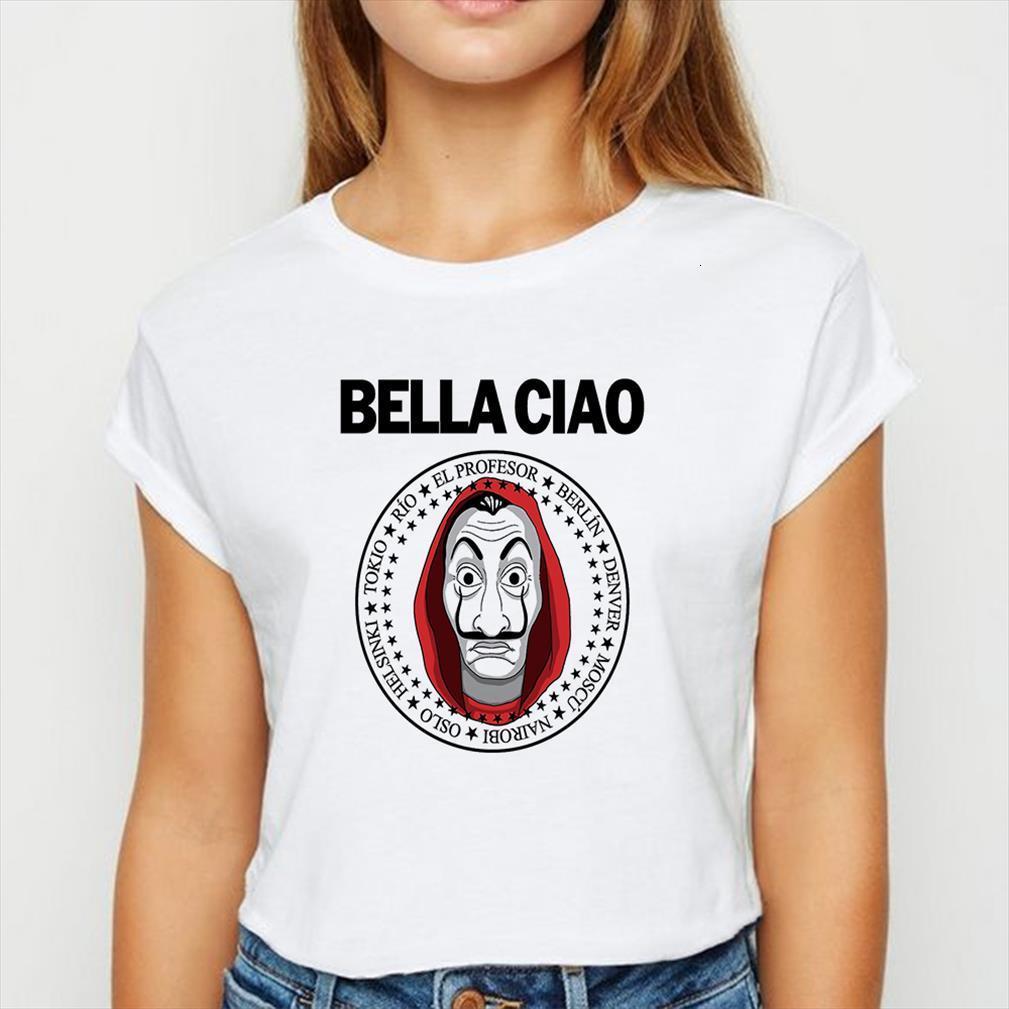 

la casa de papel bella mens t shirts and womens ciao circular graphic women spring summer shirt harajuku loose round, White;black