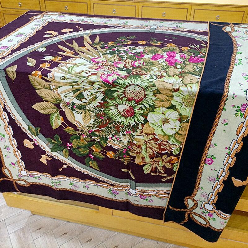 

Scarves 50% Cashmere Silk Scarf Women Fashion Double-sided Different Color Flower Shawl Stole Hand Rolled Kerchief 135*135cm